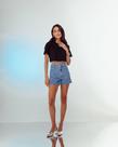 Shorts Jeans Azul Médio Detalhe Fenda Lateral - 36 / 38