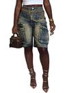 Shorts jeans Bermuda de cintura alta NRTHYE para mulheres