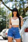 Shorts jeans blue barra dobrada.