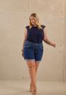 Shorts Jeans Boyfriend Plus Size Com Cintura Média LUNENDER J3538 Shorts Jeans Boyfriend Plus Size Com Cintura Média LUNENDER J3538