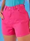 Shorts Jeans Colorido Cintura Bordada Emily Rosa