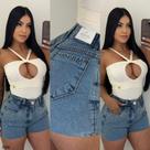 Shorts Jeans com Brilho sem Barra Pimenta Original