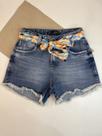 Shorts Jeans Com Cinto Lenço Via Atual Ref.3552