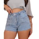 Shorts Jeans Com franja de strass moda boho