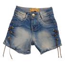Shorts Jeans com ilhós e amarração