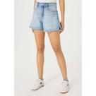 Shorts Jeans Feminino Barra A Fio Moda Femenina Azul Hering