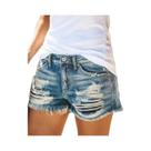 Shorts Jeans Femininos De Cintura Alta Rasgados Estilo Skinny Para O Verão Casual Vintage Retrô