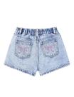 Shorts jeans Feuoive Bow, folgados, pernas largas, cintura elástica, para meninas Shorts jeans Feuoive Bow, folgados, pernas largas, cintura elástica, para meninas