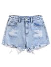 Shorts jeans Feuoive Ripped de cintura alta para meninas azuis 12G Shorts jeans Feuoive Ripped de cintura alta para meninas azuis 12G