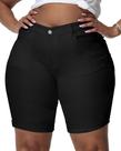 Shorts jeans Gocolloa de cintura alta e elásticos Bermuda 8,7 polegadas