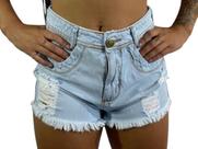 Shorts Jeans Hot Feminino Cintura Alta Desfiado C37 Shorts Jeans Hot Feminino Cintura Alta Desfiado C37