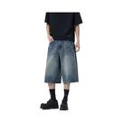 Shorts Jeans Masculinos De Verão Pretos E Cinza Com Corte Reto E Perna Larga Estilo Y2K Hip Hop