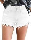 Shorts jeans MODARANI brancos desfiados para mulheres tamanho S