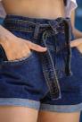 Shorts Jeans Mom Cinto Feminino