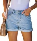 Shorts jeans Onlypuff para mulheres, azul claro envelhecido