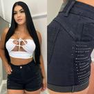 shorts jeans pimenta doce com detalhe brilho
