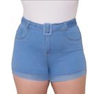 Shorts Jeans Plus Size com cinto e Elastano cor clara Shorts Jeans Plus Size com cinto e Elastano cor clara