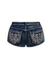 Shorts jeans SOLY HUX Y2k Sparkly Skinny azul escuro para mulheres