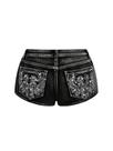 Shorts jeans SOLY HUX Y2k Sparkly Skinny Black para mulheres