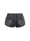 Shorts jeans SOLY HUX Y2k Sparkly Skinny Mini para mulheres