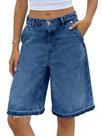 Shorts jeans Tankaneo Baggy Bermuda de cintura alta para mulheres Shorts jeans Tankaneo Baggy Bermuda de cintura alta para mulheres