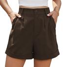 Shorts Jouica femininos de verão, cintura alta, linho, 01 marrom, GG