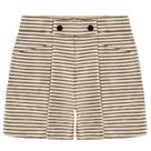 Shorts Lecimar em Algodão Moletinho Listrado Preto e Bege: