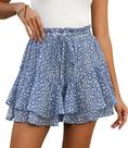 Shorts LOMMOJ, saias casuais de chiffon de verão, com babados, azul, M, mulheres