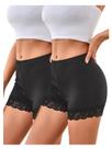 Shorts MakeMeChic Summer Lace Trim Biker pretos para mulheres