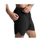Shorts Masculinos De Corrida E Fitness De Secagem Rápida, Cor Sólida, Camada Única, Tecido Trançado,