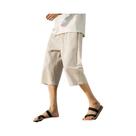 Shorts Masculinos Leves De Algodão E Linho Para O Verão, Cor Sólida, Soltos, Estilo Jogging, Para