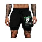 Shorts Masculinos Pretos De Dupla Camada Com Personagem De Anime Fire Fist, Roupas De Academia E Shorts Masculinos Pretos De Dupla Camada Com Personagem De Anime Fire Fist, Roupas De Academia E