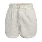 Shorts Max Denim Cos Alto Premium Feminino - Areia