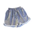 Shorts Mini Femininos Listrados De Moda Coreana Casuais De Verão Soltos Com Perna Larga