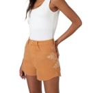 Shorts Mom Feminino com Bordado Flor de Lis F63312 Caramelo