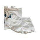 Shorts Para Meninas Em Azul Claro E Branco Com Babados, Tamanhos 2-8T, Leves, Respiráveis, Cintura
