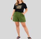 Shorts Plus Size Feminino Bolsos Frontais e Cós de Elástico