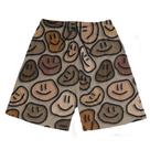 Shorts Praia Verão Bermuda Short Emojis Happy Marrom 41