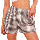 Shorts PRETTYGARDEN 2025 Verão Algodão Xadrez Pequeno