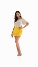 Shorts Saia Diana Feminino Tecido Fluido Com Zíper e Fenda