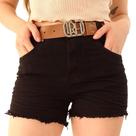 Shorts Sarja Larah Jeans Com Cinto Detalhe Franzido - 3886