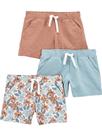 Shorts Simple Joys da Carter's Girls, pacote com 3 unidades, azul claro/marrom/branco, 7 anos