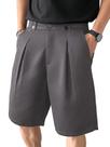 Shorts sociais plissados BEAUDRM para homens cinza escuro tamanho XL