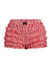 Shorts SOLY HUX com babados, xadrez, calças de renda Y2k, cintura elástica