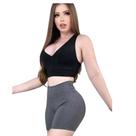 Shorts Suplex Feminino de Academia Meia Coxa Cintura Alta Bermuda Zero Transparência