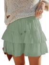 Shorts Woudery Flowy para mulheres, boho, babados, saias em camadas