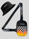 Shoulder Bag Mini Bolsa Necessaire Transversal Fogo Xadrez + Chapeu Bucket