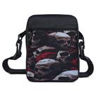 Shoulder Bag Pequena Preta Caveira Com Rosas Mini Pochete Transversal