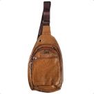 Shoulder Bag Pochete Transversal Masculina Marrom Claro