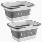 Shower Caddy Basket, plástico dobrável ANNIYA, 2 peças, cinza, pacote com 2 Shower Caddy Basket, plástico dobrável ANNIYA, 2 peças, cinza, pacote com 2